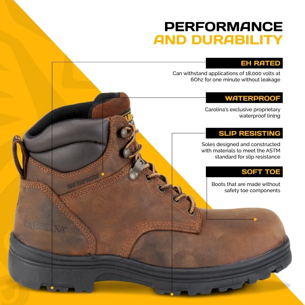 Carolina Engineer 6 Work Boots for Men - Waterproof Boots with Durable Leather Uppers, Comfort Footbeds, and Slip-Resistant Lug Outsoles, EH Rated