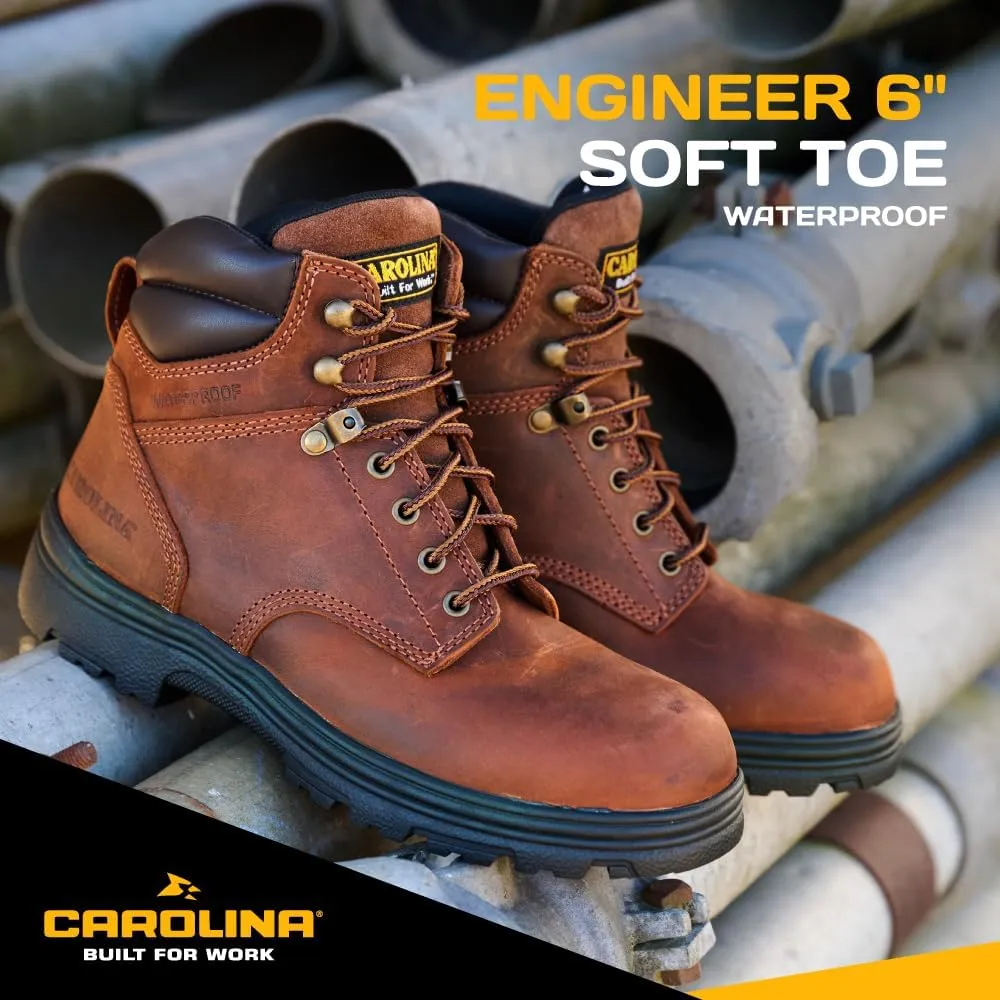 Carolina Engineer 6 Work Boots for Men - Waterproof Boots with Durable Leather Uppers, Comfort Footbeds, and Slip-Resistant Lug Outsoles, EH Rated