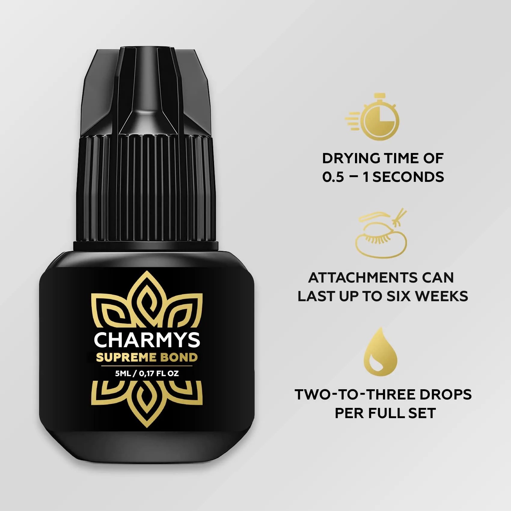 CHARMYS Lash Glue 8 Weeks Retention/Fast 0.5-1 Seconds Drying - Individual Lashes Only - Strong and Reliable Adhesive for Salon-Quality Lash Extensions - for Professionals