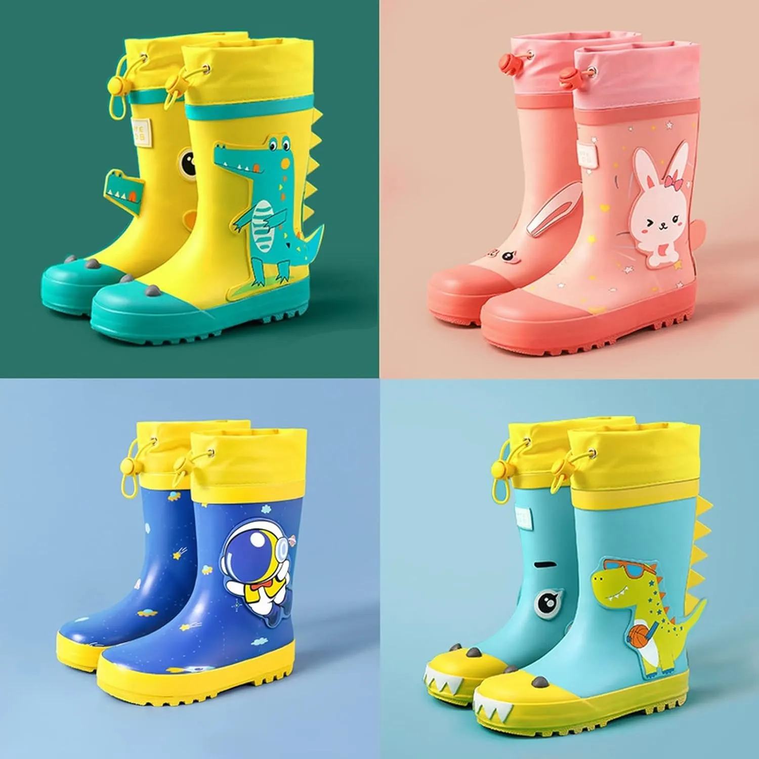 Children Boys Girls Rain Boots aterproof Shoes Kids Adorable Animal Patterns Handmade Natural Rubber Rain Boots