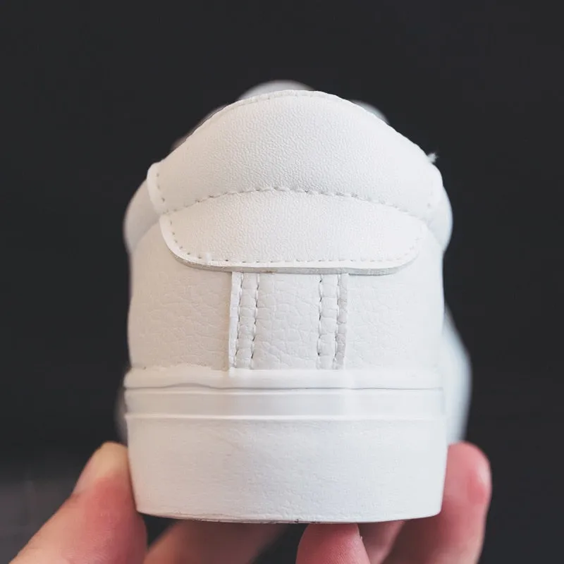 Classic PU Leather Solid Color Korean Sneakers