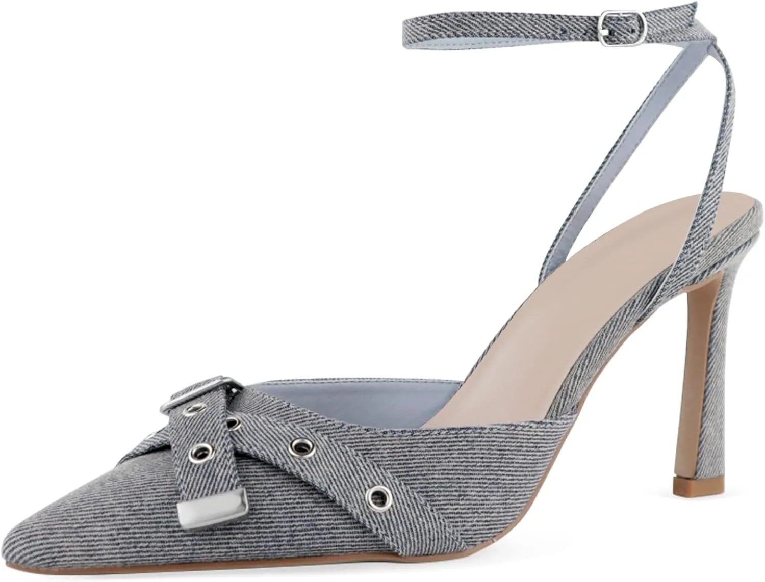 Closed Toe Ankle Strap Heels Women Pumps Pointed Toe Heeled Sandals for Women Stiletto Wedding Dress Shoes