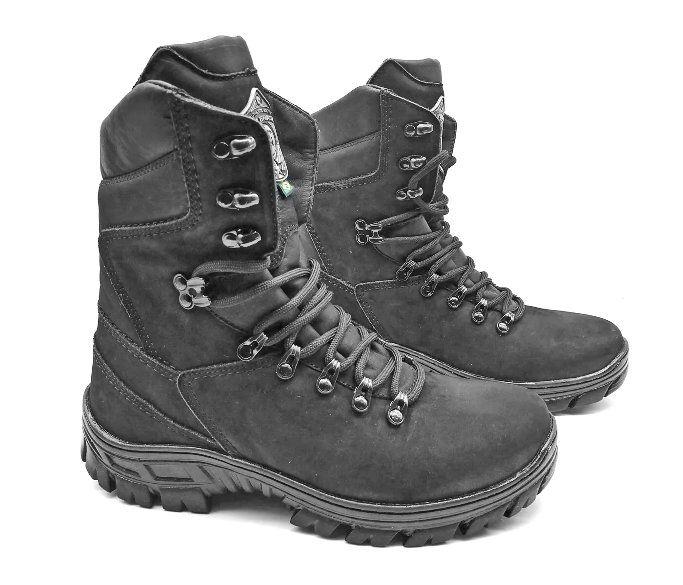 Combat Boots Black Nubuck Leather Outdoor Tactical Lace Up