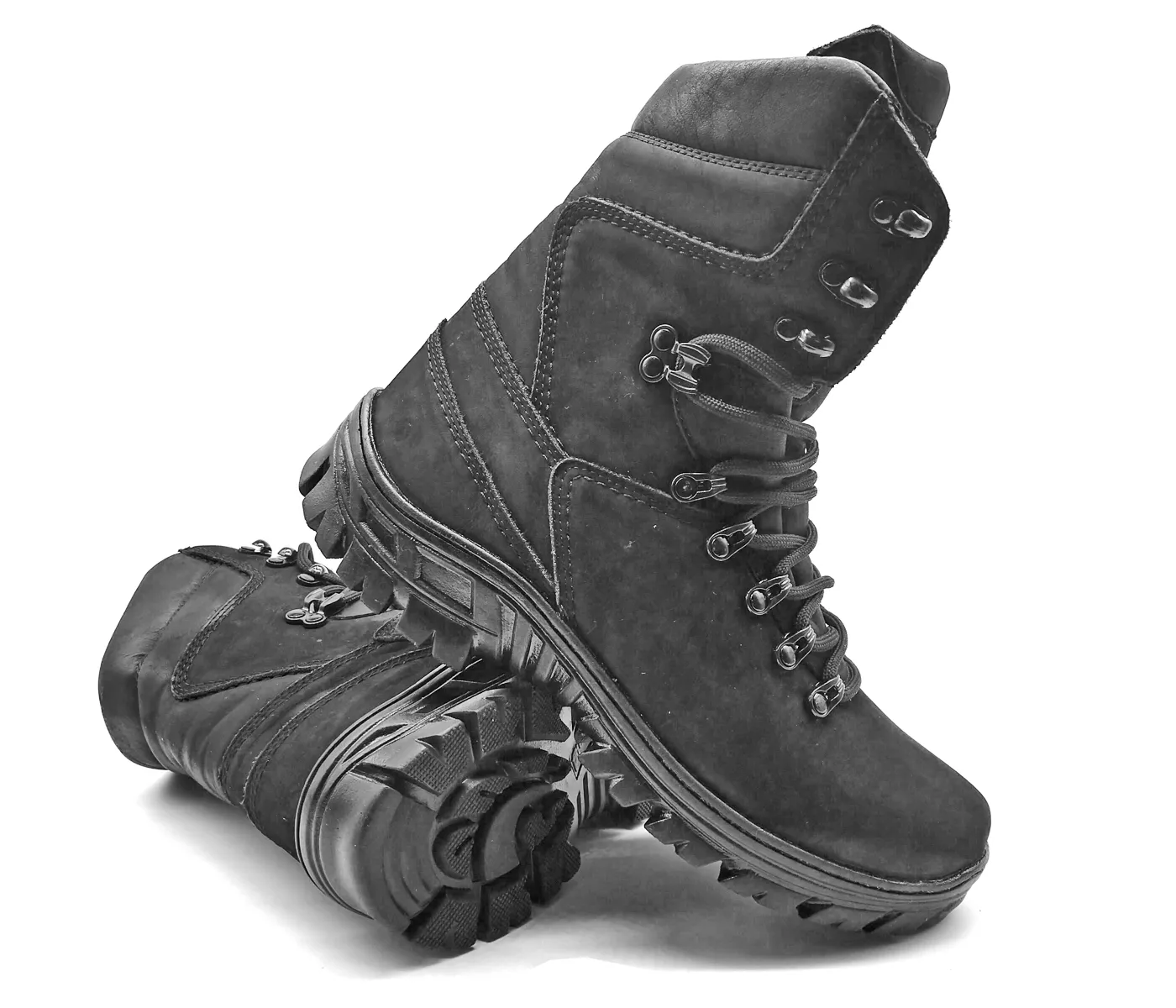 Combat Boots Black Nubuck Leather Outdoor Tactical Lace Up