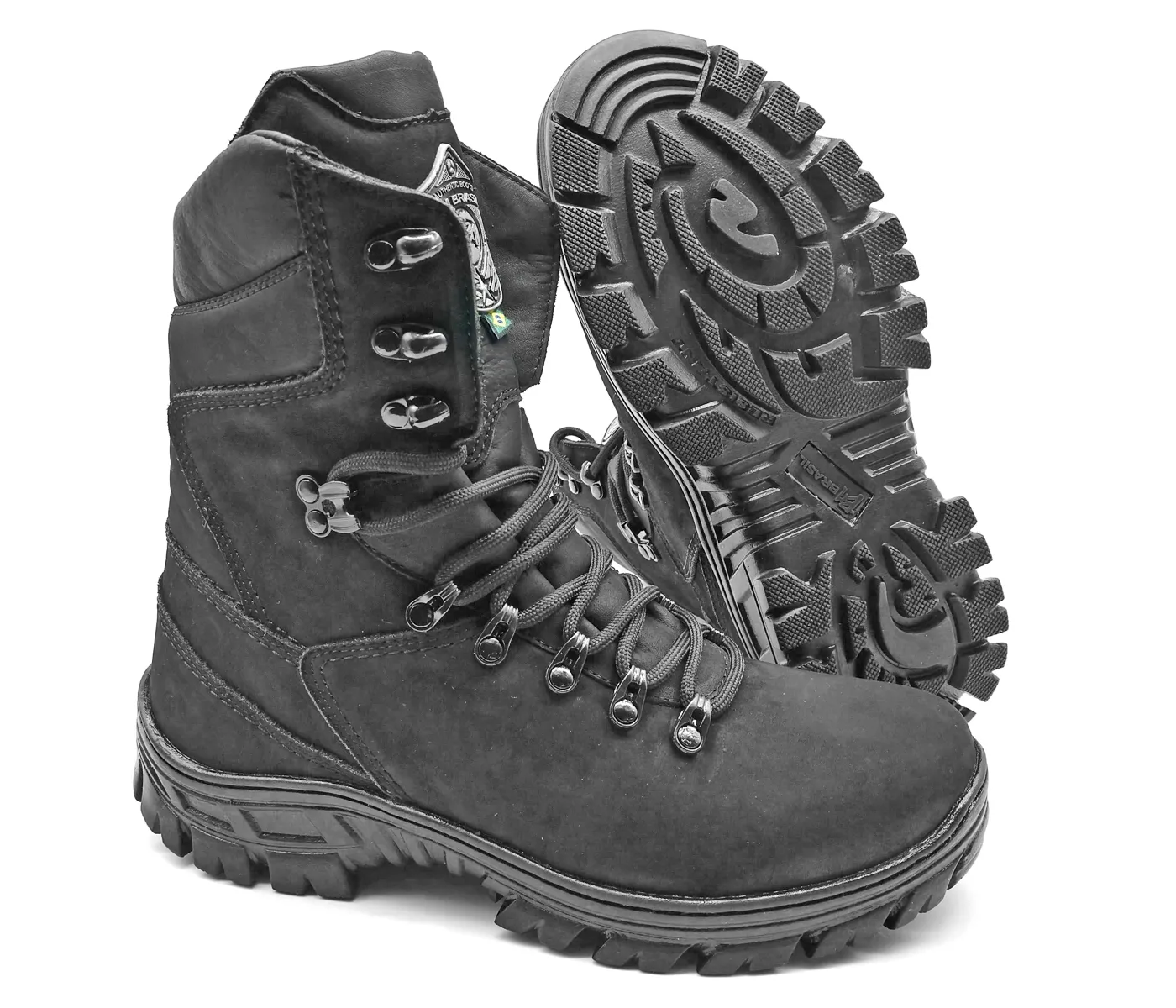 Combat Boots Black Nubuck Leather Outdoor Tactical Lace Up