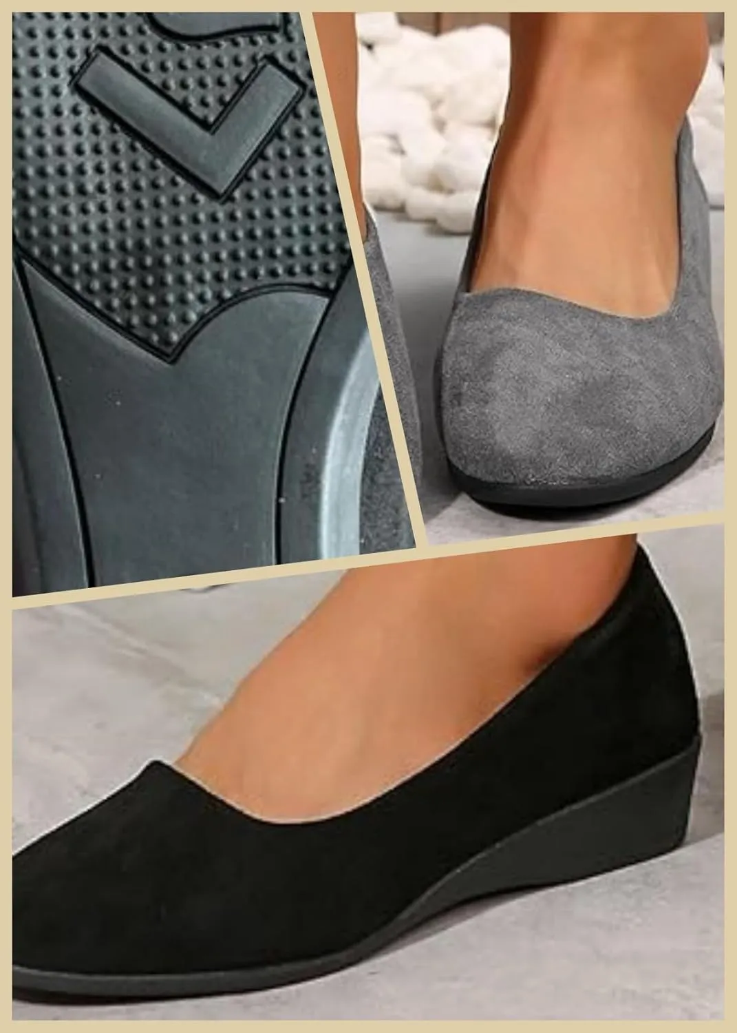 Comfortable Lightweight Anti-Slip Breathable Orthopedic Flat Shoes, Closed Toe Wedges for Women Low Heel, Ballet Wedge Wide Fit Dress Shoes