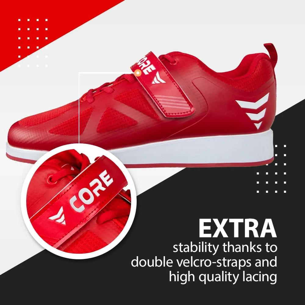 Core Weightlifting Shoes - Squat Shoes for Men and Women  Weight Lifting Shoes for Powerlifting, Deadlifting & Crossfit - Strap and Lace-Up Gym Shoes  Non-Slip Olympic Lifting Shoes with 0.67" Heels