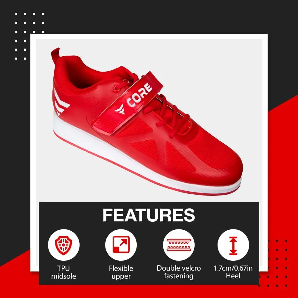 Core Weightlifting Shoes - Squat Shoes for Men and Women  Weight Lifting Shoes for Powerlifting, Deadlifting & Crossfit - Strap and Lace-Up Gym Shoes  Non-Slip Olympic Lifting Shoes with 0.67" Heels