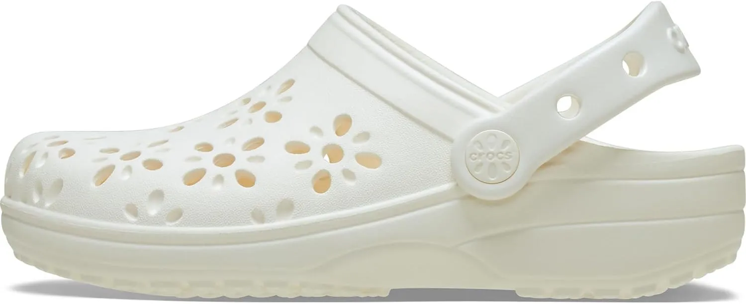 Crocs Unisex-Child Classic Clogs with Floral Cut Out Design, Kids and Toddler Shoes