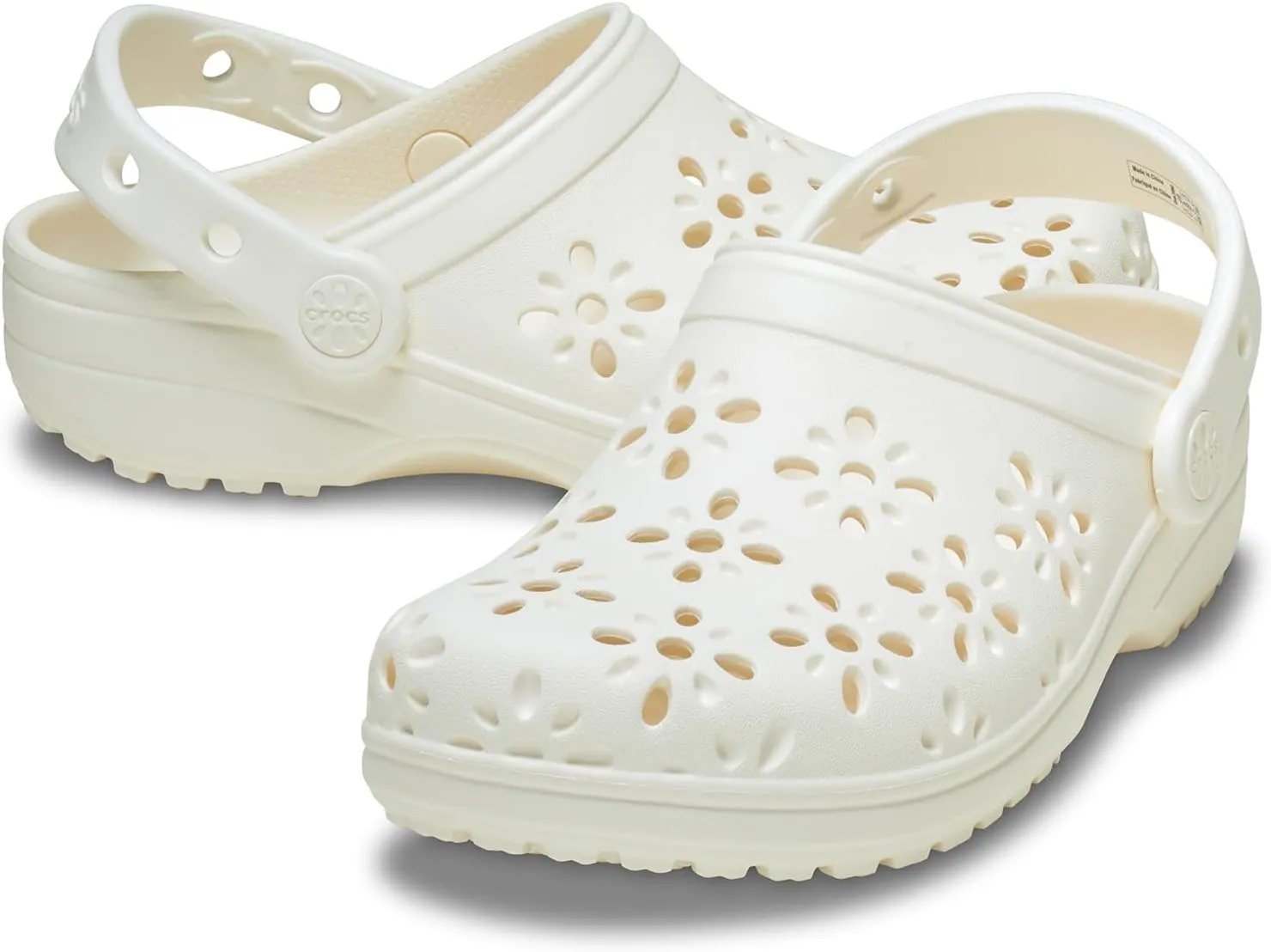 Crocs Unisex-Child Classic Clogs with Floral Cut Out Design, Kids and Toddler Shoes