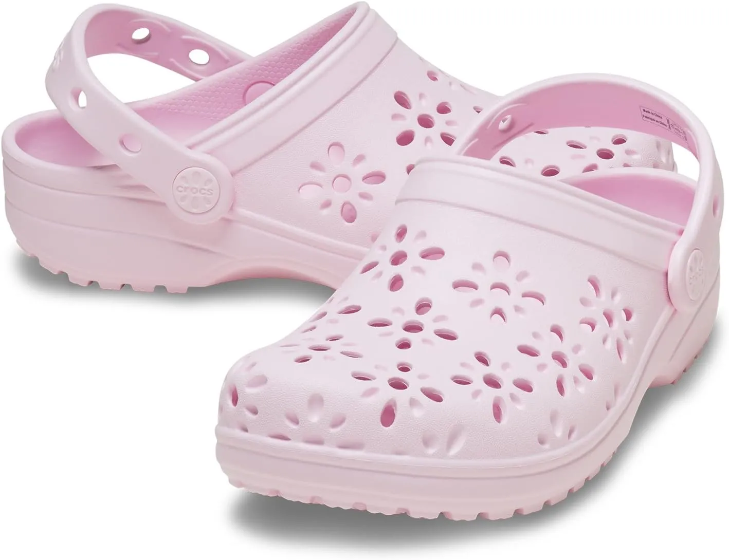 Crocs Unisex-Child Classic Clogs with Floral Cut Out Design, Kids and Toddler Shoes
