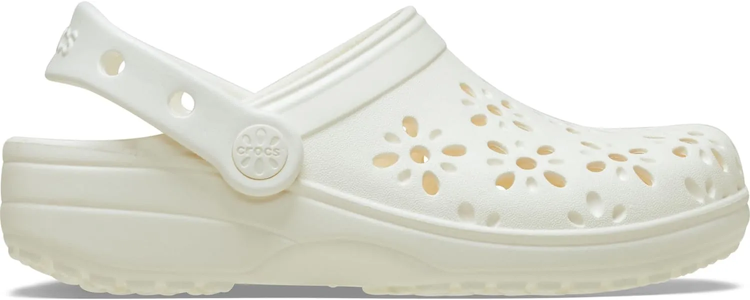Crocs Unisex-Child Classic Clogs with Floral Cut Out Design, Kids and Toddler Shoes