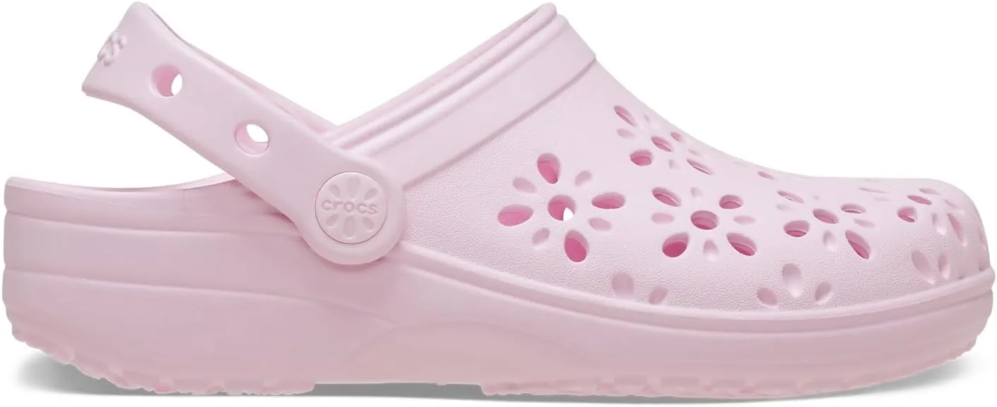 Crocs Unisex-Child Classic Clogs with Floral Cut Out Design, Kids and Toddler Shoes