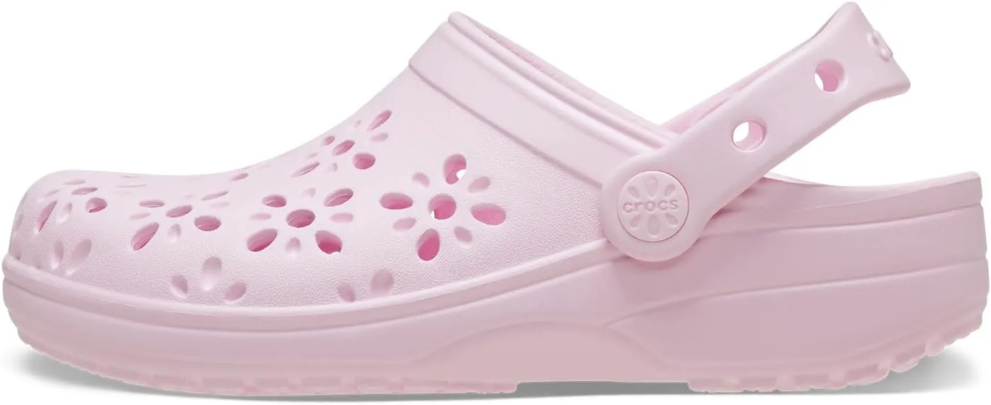 Crocs Unisex-Child Classic Clogs with Floral Cut Out Design, Kids and Toddler Shoes