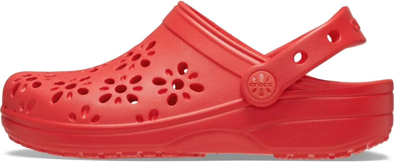 Crocs Unisex-Child Classic Clogs with Floral Cut Out Design (Little Big Kid)