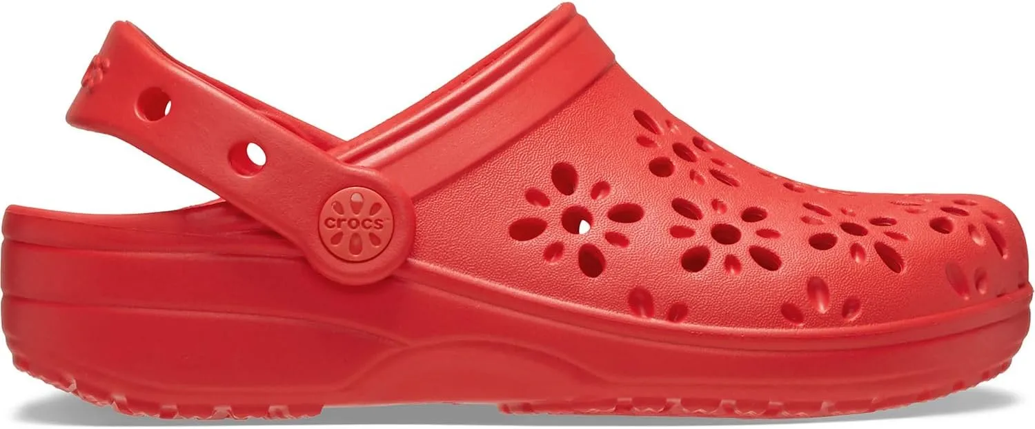 Crocs Unisex-Child Classic Clogs with Floral Cut Out Design (Little Big Kid)