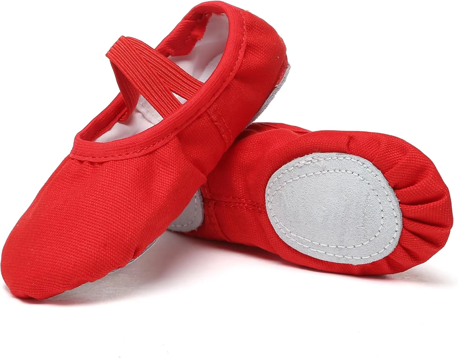 Danzcue Ballet Shoes for Girls-Soft Canvas/PU Leather Dance Slippers with Non-Slip Soles, Ideal Ballet Flats for Toddlers and Kids