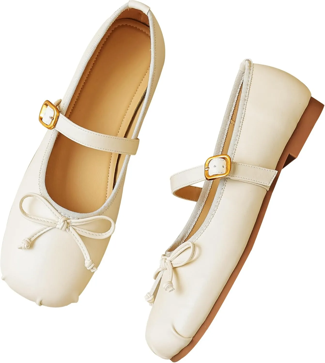 Dear Time Women's Ballets Bowknot Flats Mary Janes Dance Flat Shoes Round Toe Strap Ballets