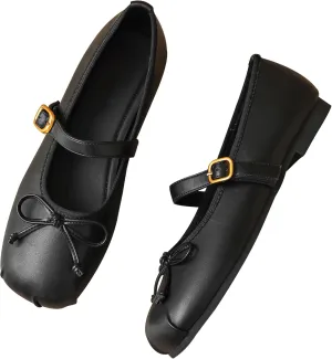 Dear Time Women's Ballets Bowknot Flats Mary Janes Dance Flat Shoes Round Toe Strap Ballets
