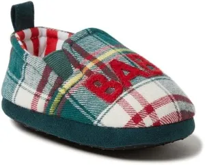 Dearfoams Baby Bear Boys Girls Plaid Memory Foam Slippers