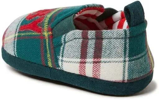 Dearfoams Baby Bear Boys Girls Plaid Memory Foam Slippers