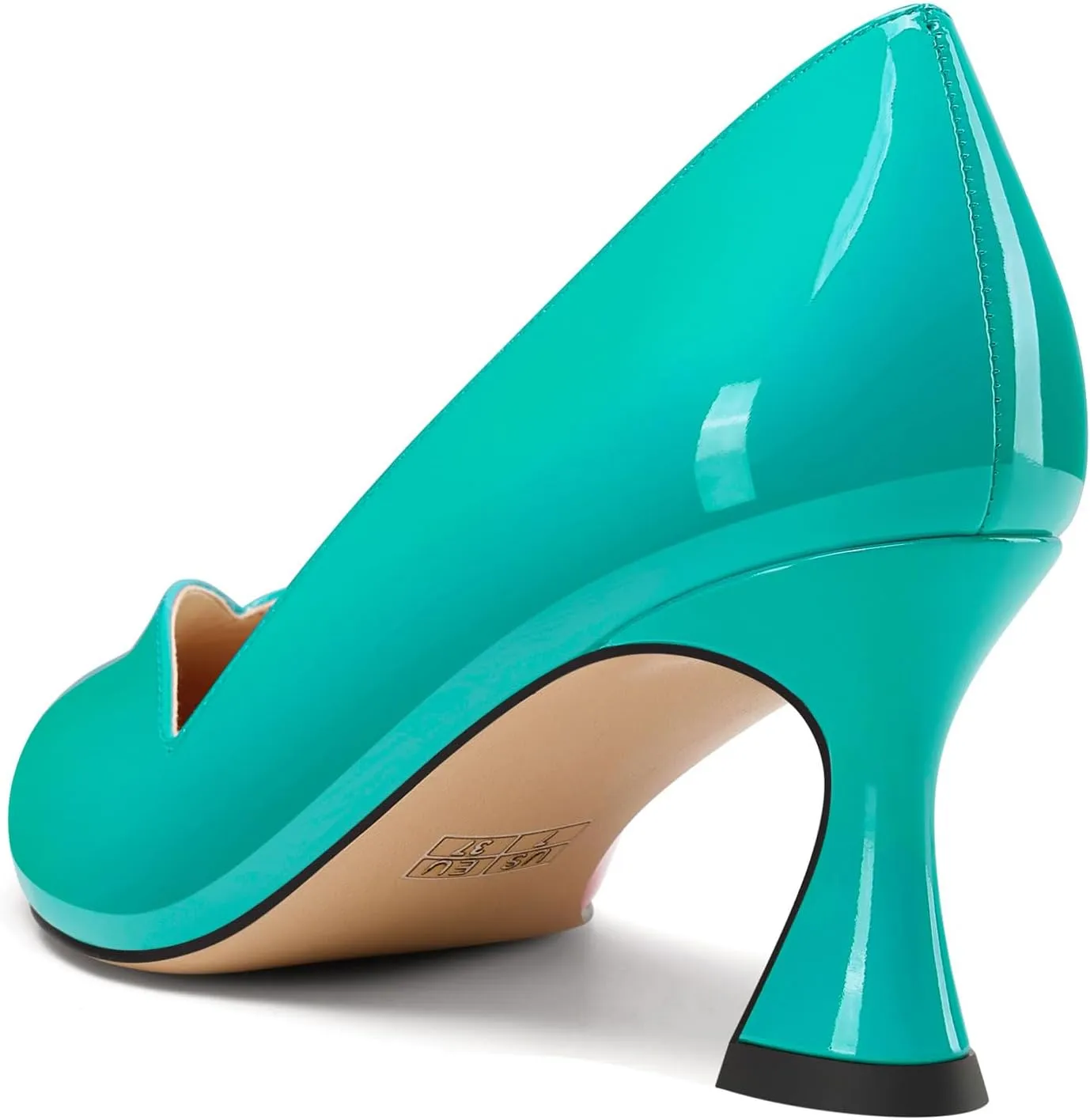 DearOnly Womens Mid Stiletto Heel Dress Slip-on Close Pointed Toe Pumps Cute Patent Leather Prom Casual Shoes 2.4 Inches Heels