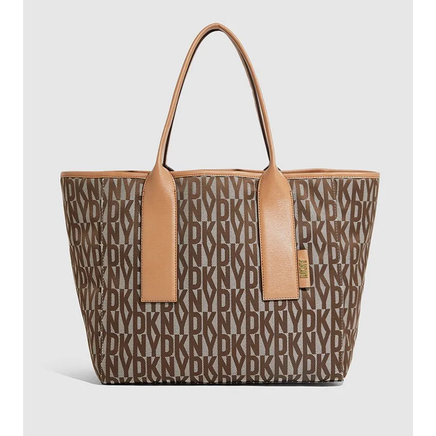 DKNY Grayson Monogram Tote with Pouch (Chino/Cashew)