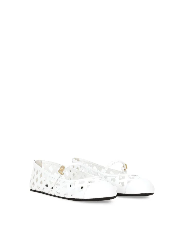 Dolce & Gabbana perforated leather ballerina shoes