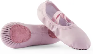 DyingSwan Toddler Ballet Shoes for Girls, Soft Leather Ballet Slippers, No-Tie Ballet Shoes Dance Shoes for Girls (Toddler/Little/Big Kid/Women)