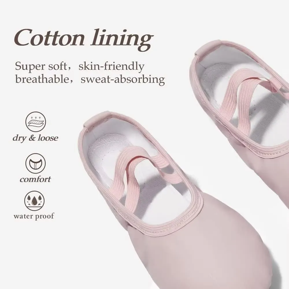 DyingSwan Toddler Ballet Shoes for Girls, Soft Leather Ballet Slippers, No-Tie Ballet Shoes Dance Shoes for Girls (Toddler/Little/Big Kid/Women)