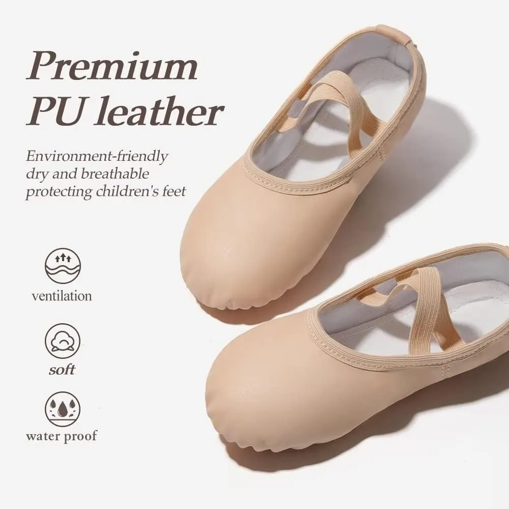 DyingSwan Toddler Ballet Shoes for Girls, Soft Leather Ballet Slippers, No-Tie Ballet Shoes Dance Shoes for Girls (Toddler/Little/Big Kid/Women)