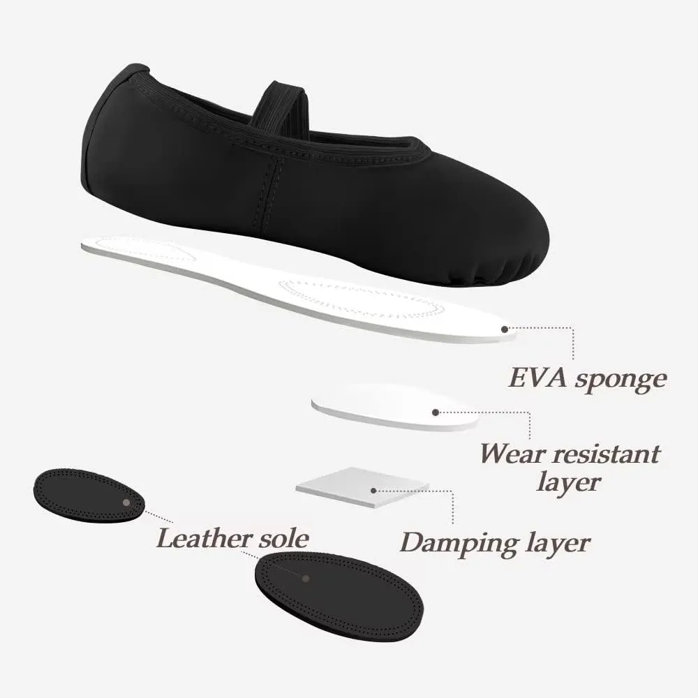 DyingSwan Toddler Ballet Shoes for Girls, Soft Leather Ballet Slippers, No-Tie Ballet Shoes Dance Shoes for Girls (Toddler/Little/Big Kid/Women)
