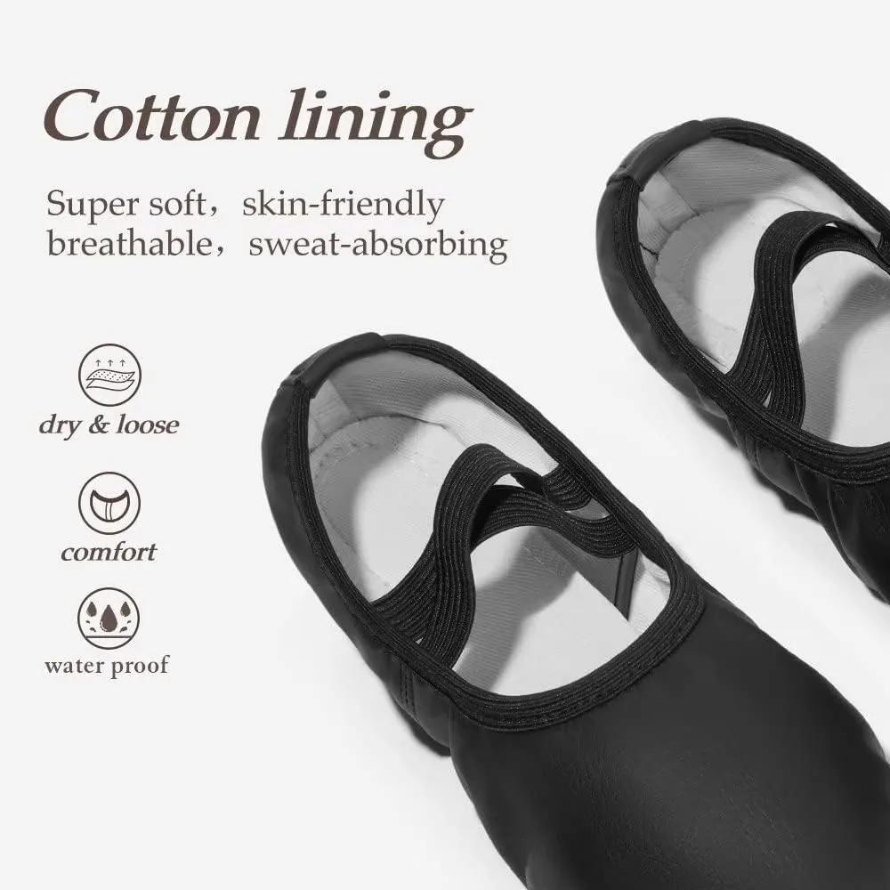 DyingSwan Toddler Ballet Shoes for Girls, Soft Leather Ballet Slippers, No-Tie Ballet Shoes Dance Shoes for Girls (Toddler/Little/Big Kid/Women)