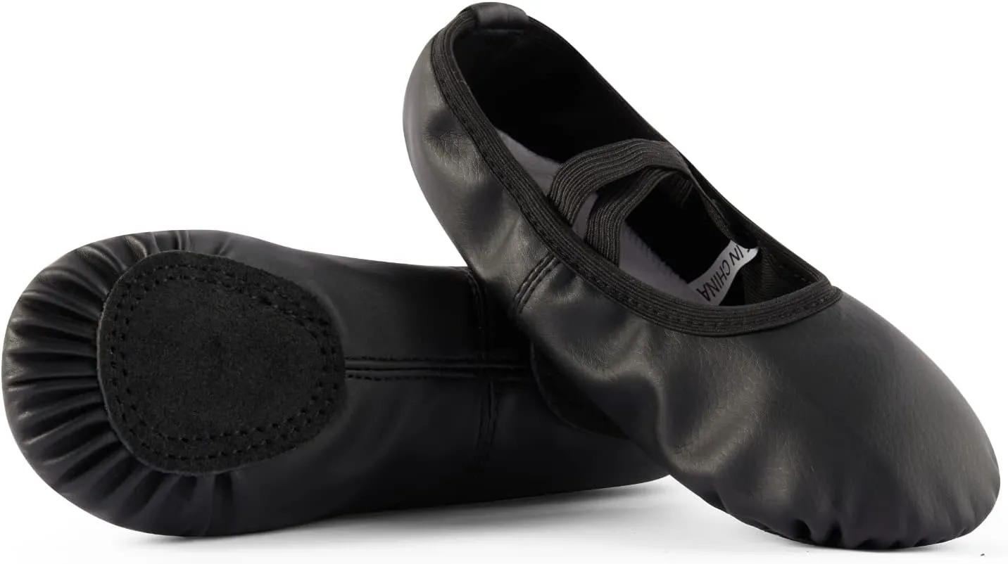 DyingSwan Toddler Ballet Shoes for Girls, Soft Leather Ballet Slippers, No-Tie Ballet Shoes Dance Shoes for Girls (Toddler/Little/Big Kid/Women)