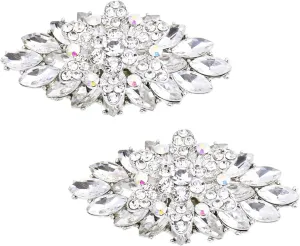 ELEGANTPARK Decorative Shoe Clips for Pumps Rhinestones Shoes Jewelry Clips Clutch Dress Hat Shoe Clip 2 Pcs