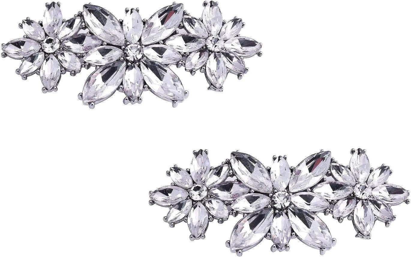 ELEGANTPARK Decorative Shoe Clips for Pumps Rhinestones Shoes Jewelry Clips Clutch Dress Hat Shoe Clip 2 Pcs