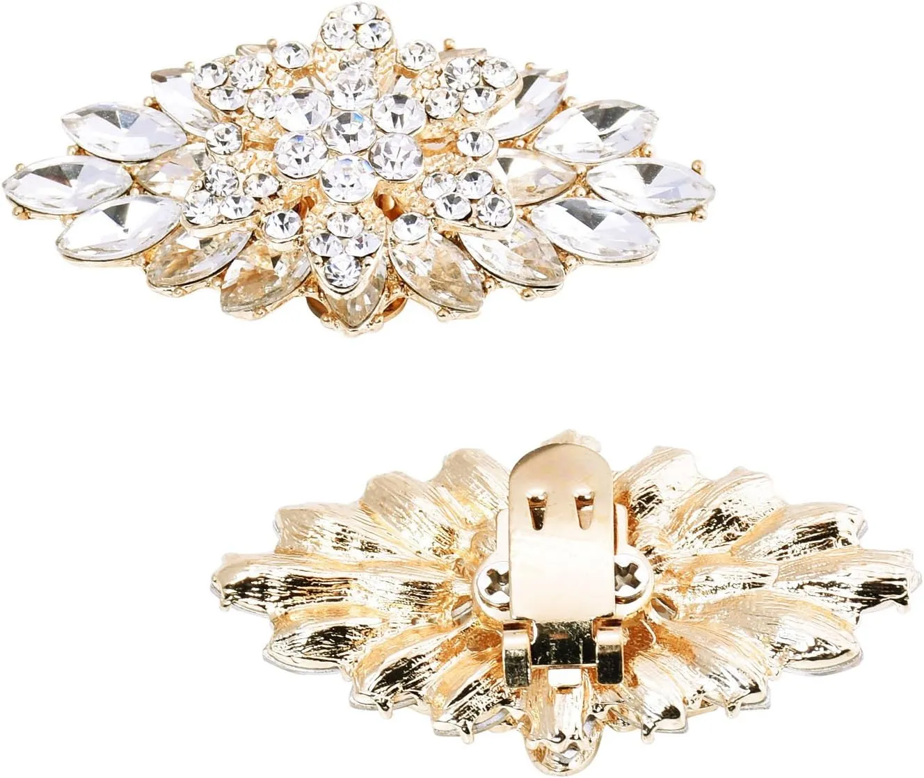 ELEGANTPARK Decorative Shoe Clips for Pumps Rhinestones Shoes Jewelry Clips Clutch Dress Hat Shoe Clip 2 Pcs