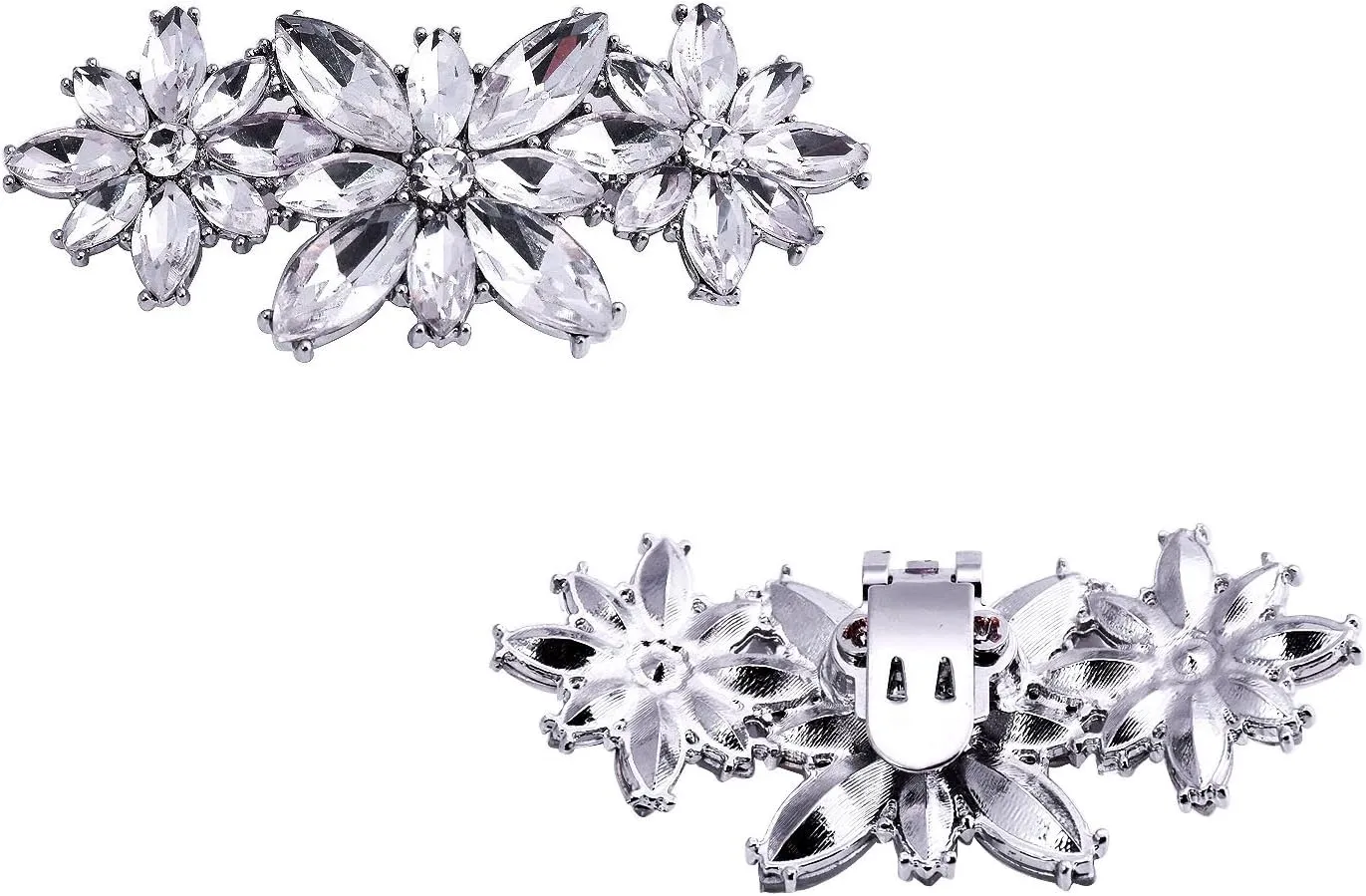 ELEGANTPARK Decorative Shoe Clips for Pumps Rhinestones Shoes Jewelry Clips Clutch Dress Hat Shoe Clip 2 Pcs