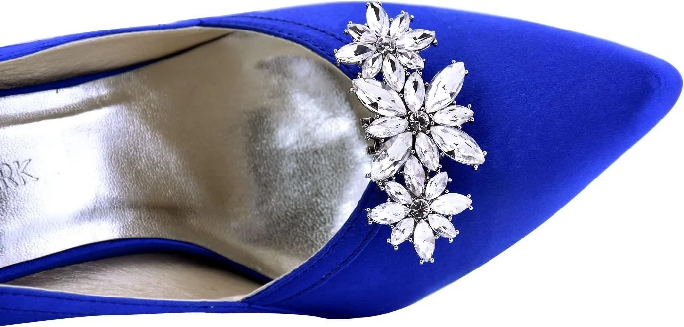 ELEGANTPARK Decorative Shoe Clips for Pumps Rhinestones Shoes Jewelry Clips Clutch Dress Hat Shoe Clip 2 Pcs