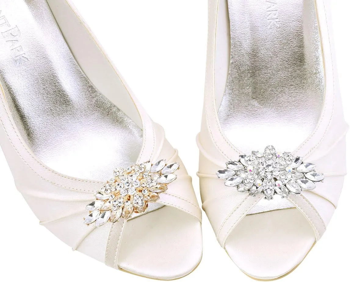 ELEGANTPARK Decorative Shoe Clips for Pumps Rhinestones Shoes Jewelry Clips Clutch Dress Hat Shoe Clip 2 Pcs