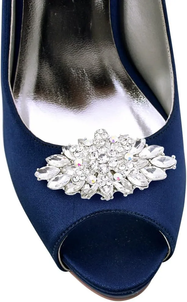 ELEGANTPARK Decorative Shoe Clips for Pumps Rhinestones Shoes Jewelry Clips Clutch Dress Hat Shoe Clip 2 Pcs