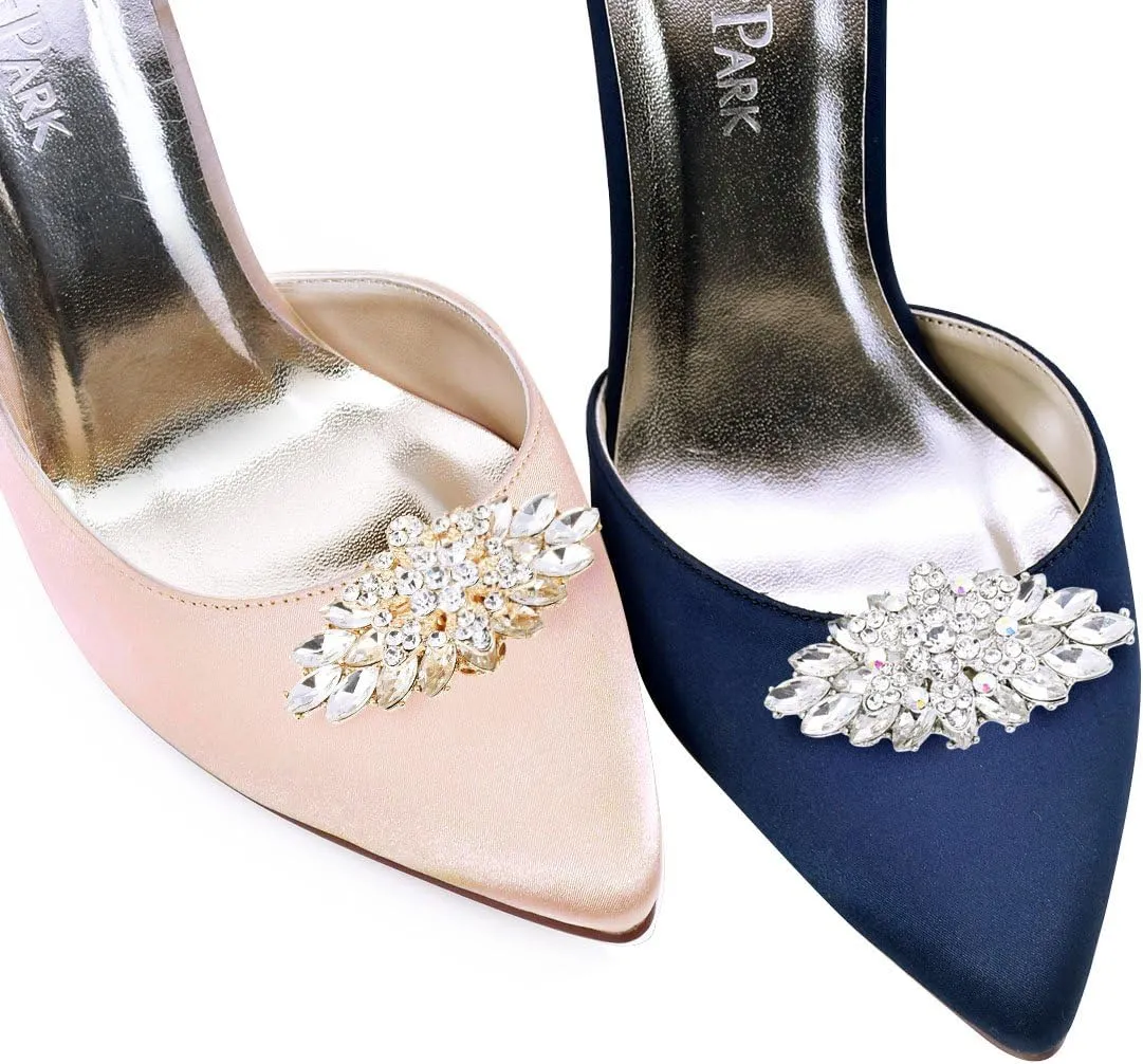 ELEGANTPARK Decorative Shoe Clips for Pumps Rhinestones Shoes Jewelry Clips Clutch Dress Hat Shoe Clip 2 Pcs