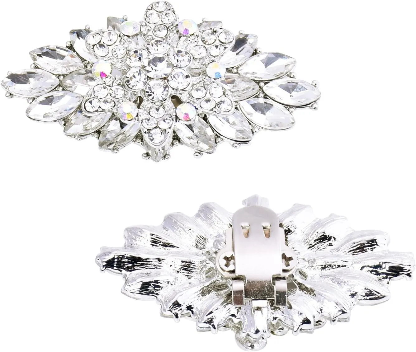 ELEGANTPARK Decorative Shoe Clips for Pumps Rhinestones Shoes Jewelry Clips Clutch Dress Hat Shoe Clip 2 Pcs