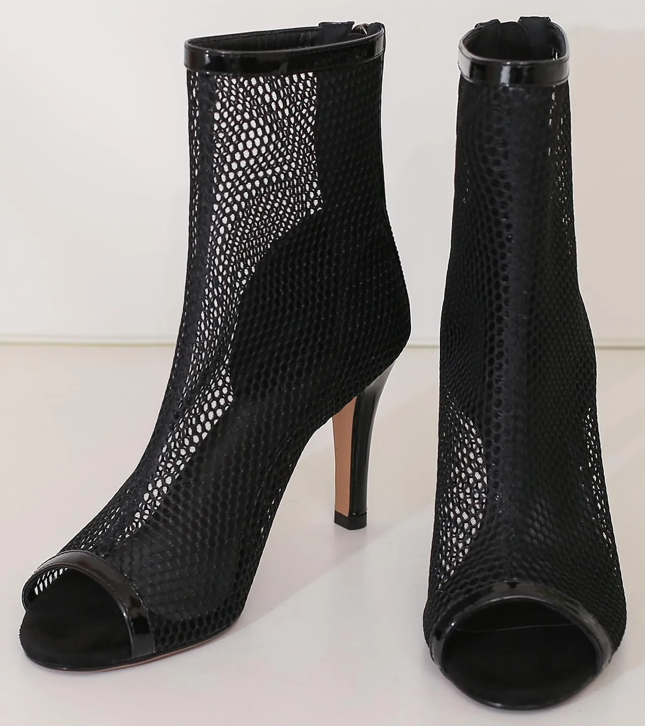FENIKUSU Women's Ballroom Dance Shoes Peep Toe High Heel Mesh Boots Stiletto Sandals Bootie Model F10