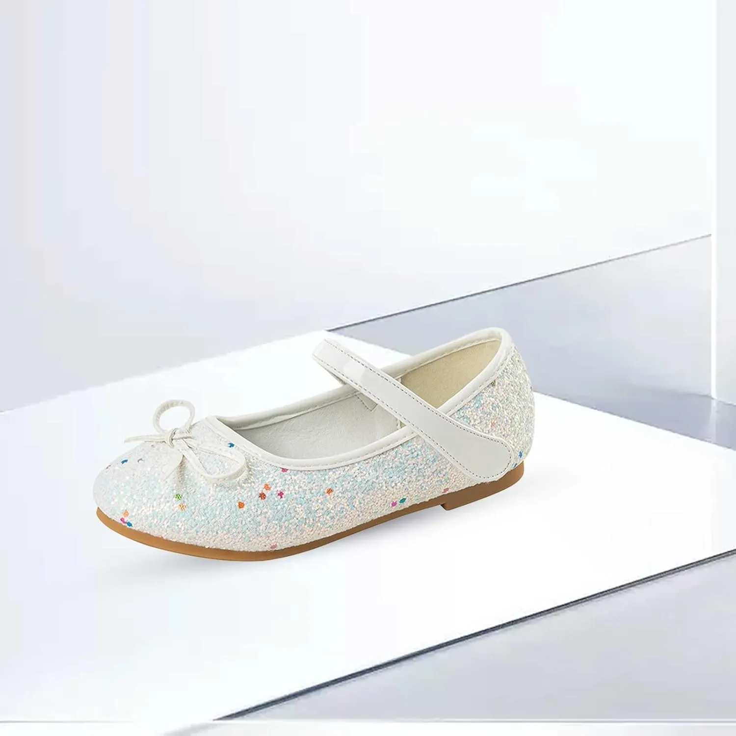 Flower Girl Dress Shoes Rhinestones Bow Mary Jane Ballet Flats for Girls Wedding Party Toddler Kids Dress Shoes Girls