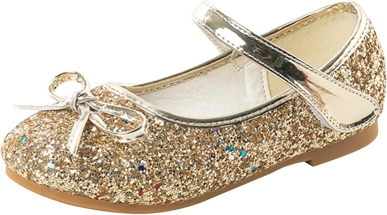 Flower Girl Dress Shoes Rhinestones Bow Mary Jane Ballet Flats for Girls Wedding Party Toddler Kids Dress Shoes Girls