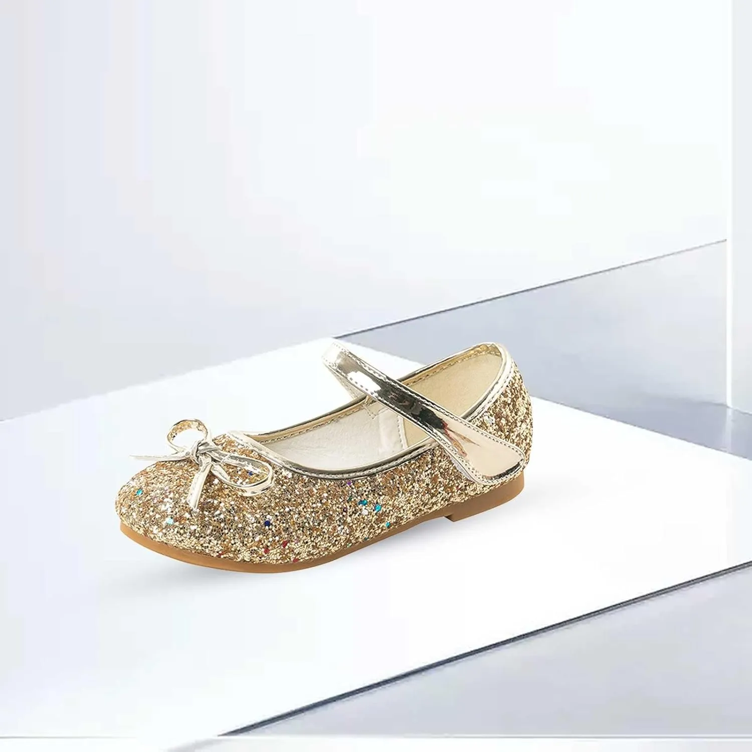 Flower Girl Dress Shoes Rhinestones Bow Mary Jane Ballet Flats for Girls Wedding Party Toddler Kids Dress Shoes Girls