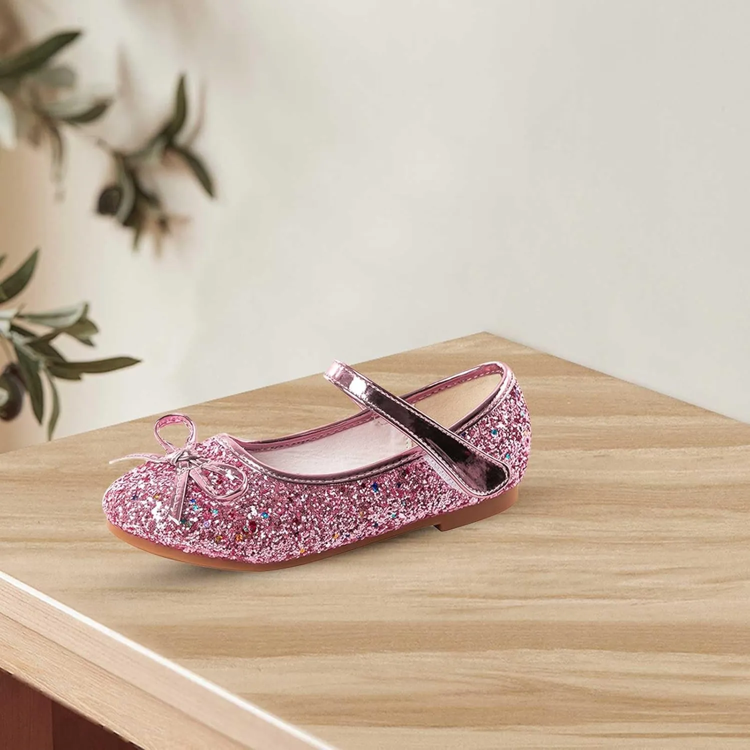 Flower Girl Dress Shoes Rhinestones Bow Mary Jane Ballet Flats for Girls Wedding Party Toddler Kids Dress Shoes Girls