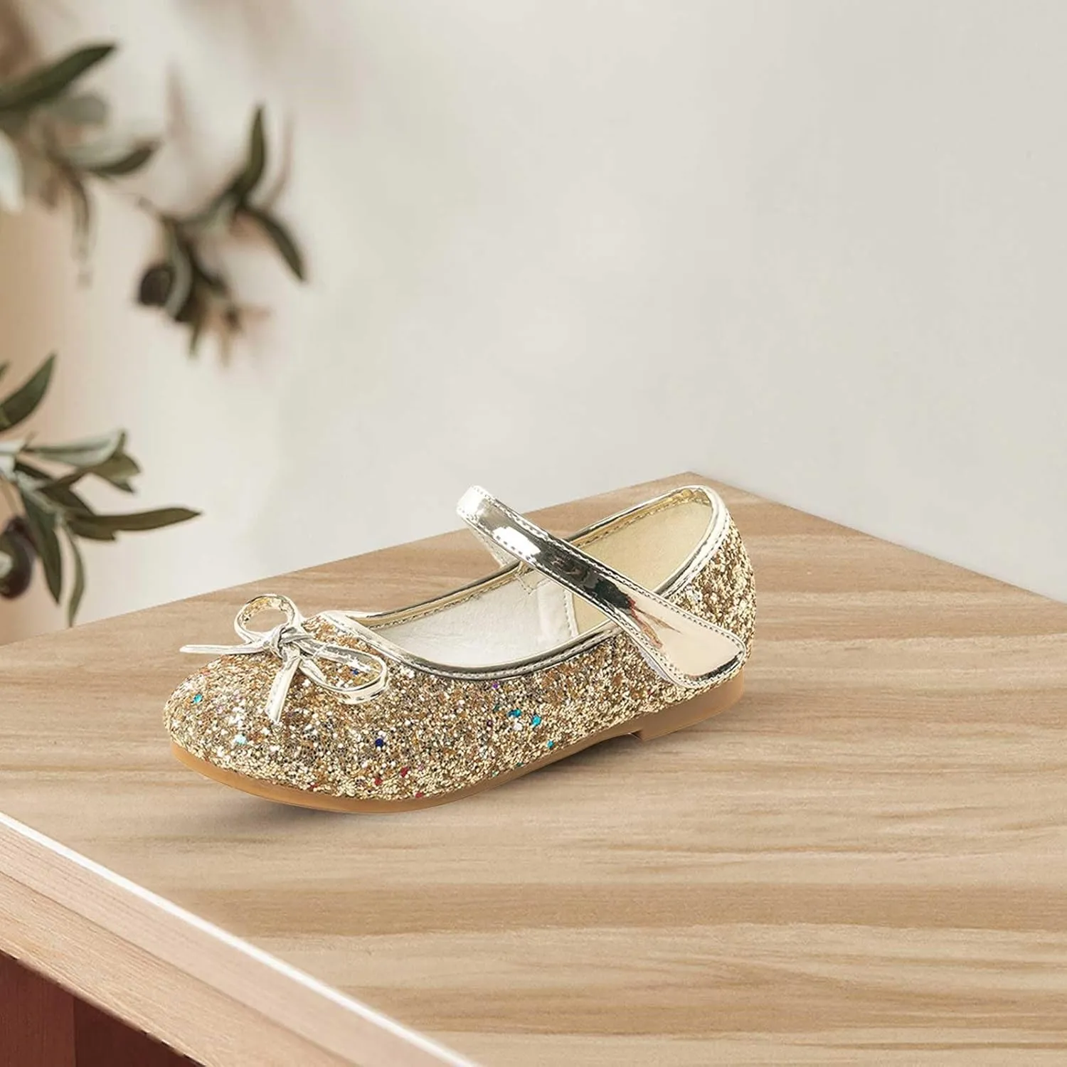 Flower Girl Dress Shoes Rhinestones Bow Mary Jane Ballet Flats for Girls Wedding Party Toddler Kids Dress Shoes Girls