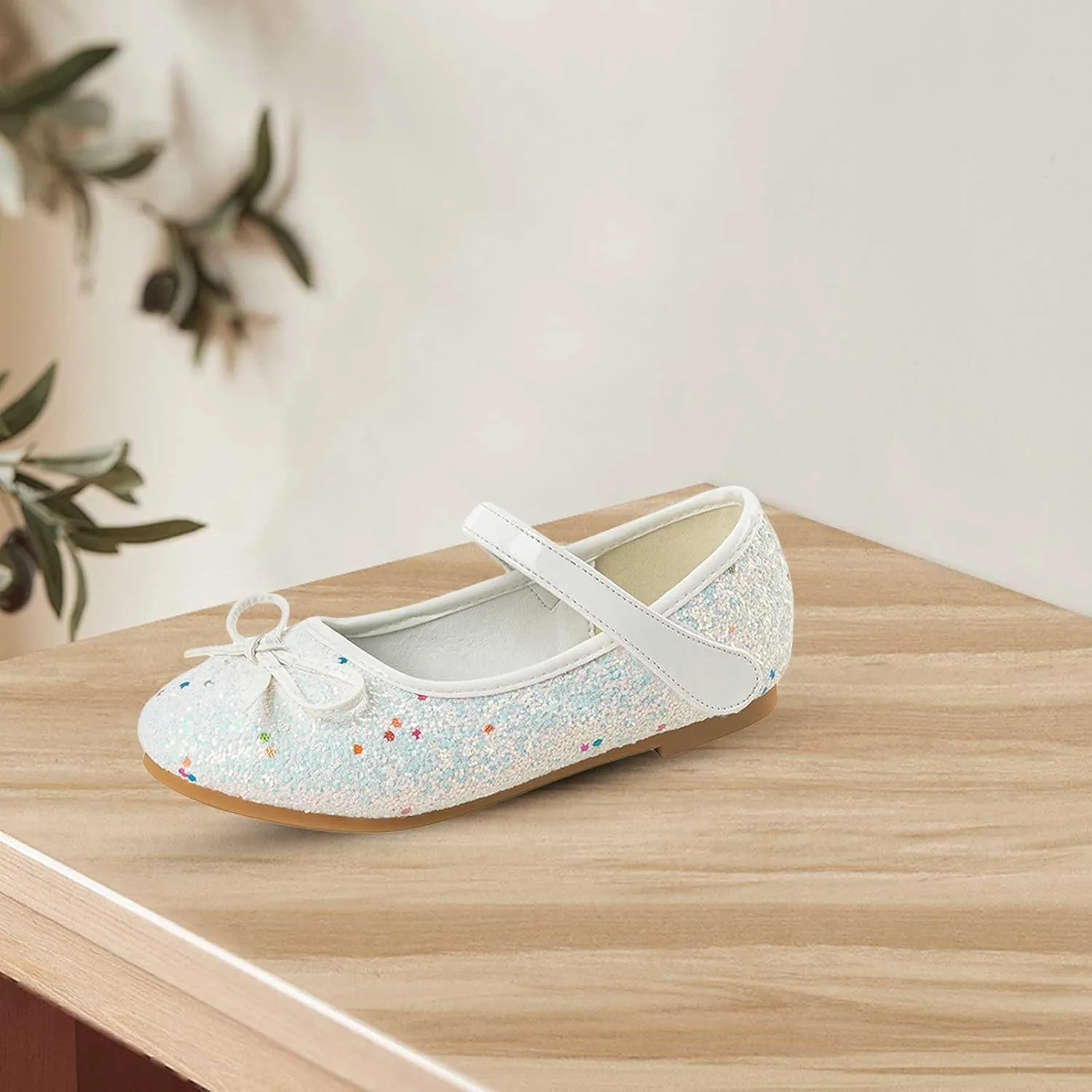 Flower Girl Dress Shoes Rhinestones Bow Mary Jane Ballet Flats for Girls Wedding Party Toddler Kids Dress Shoes Girls